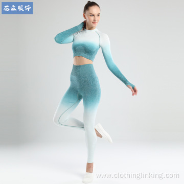 long sleeve top contrast color Gym suit